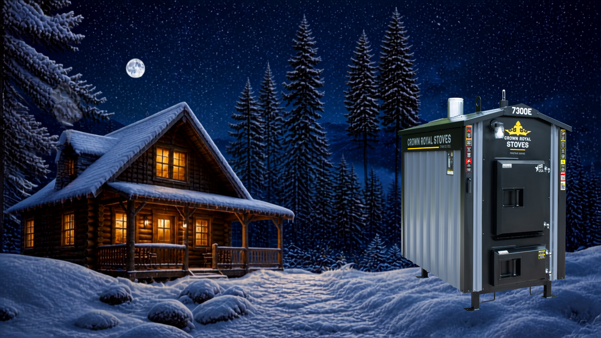 pristine series stove in the snow heating cabin
